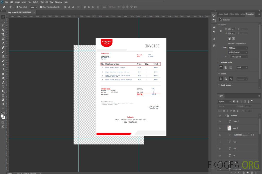 Modèle de facture USA Colgate dans Word template Modèle de facture USA Colgate dans Word template